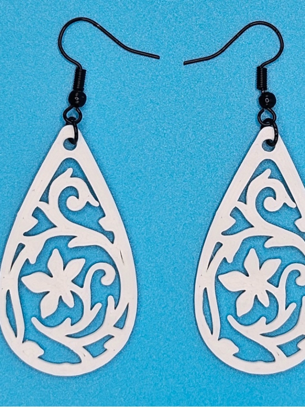 Teardrop Flower And Vine Earrings